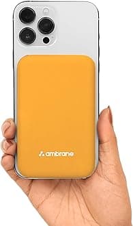 Ambrane MagSafe Wireless 10000mAh Fast Charging Power Bank, Strong Magnet, 22.5W Output for iPhone 12 & Above, Android & Other Qi Enabled Devices, Premium Rubberized Coating (Aerosync Snap, Yellow)