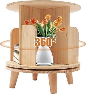 1 Tier Rotating 360 Display Floor Standing Bookcase Storage Rack for Kids Multi-Functional Bookshelf Organizer Spinning Bookshelf Tower Book Rack for Classroom Free Standing Wood Bookcase