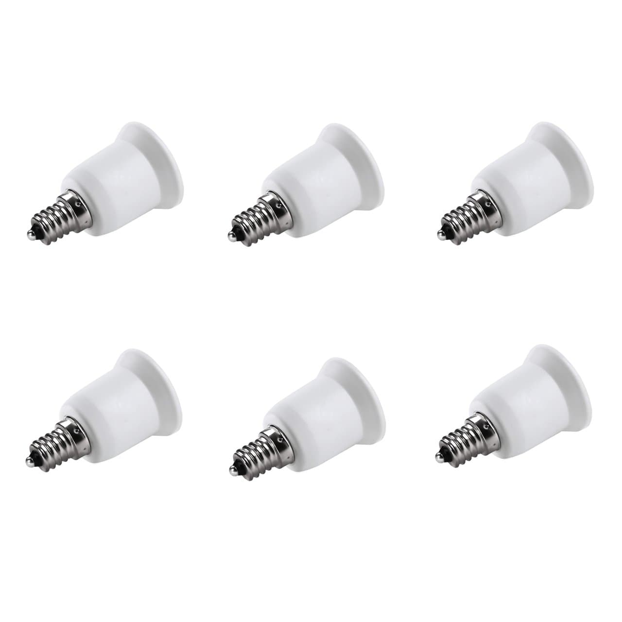 E14 to E26/27 Light Socket, Bulb Base Adapter Converter, Light Socket Adapter, Convert E14 Socket to Media E26/E27, Light Bulb Socket, Pack of 6 Units