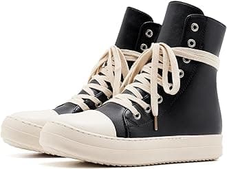 Fashion High Top Sneakers for Women Lace Up Canvas Shoes with Zipper Comfort Platform Walking Shoes