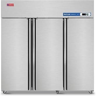 - Commercial Freezer 72"W 3 Door 3 Section Stainless Steel Reach-in Fan Cooling 54 Cu.ft Freezer for Restaurant, Bar, Shop, etc