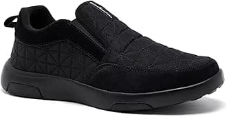Men's Orthopedic Slip-On Loafers Walking Shoes: Stability Plantar Fasciitis Walking Shoes with Arch Support for Bunions, Stylish Classic Supportive Lightweight Flat Boat Shoes Black Size 10