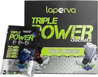 Laperva Triple Power Pre-Workout Mix Flavors (Cola & Blue Raspberry), 30 Sachets - Enhance Performance, Boost Energy, and Maximize Fat Loss, With Breathe Easy Effect