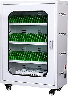 Rechargeable Mobile Phone Charging Cabinet, 60-Slot Device Mobile Charging Station and Storage Cart, Portable Cellphone Charging Locker, Ideal for Students and Employees