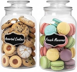 Ash & Roh - Clear Glass Jar And Container With Air Tight Lid Storage of Spices and Dry Fruit (1500 ML COOKIE JAR, 2)