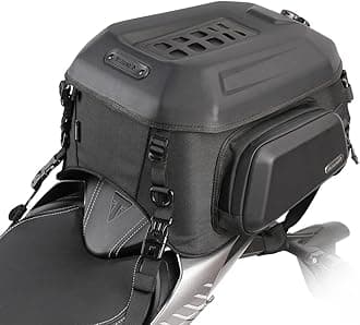 Motorcycle Tail Bag Travel Luggage Expandable Motorcycle Helmet Bag 23L-35L Waterproof All Weather/Trunk/Rack Bag with Sissy Bar Straps-Matt Black