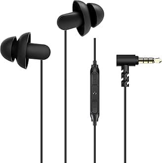 Sleep Earbuds, 2 Pairs Ultra Soft Lightweight Silicone Sleeping Earphone Headphones with Volume Control and Mic for Side Sleeper, Snoring, Air Travel, Relaxation (Black)