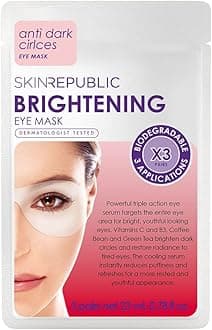 Skin Republic Brightening Eye Mask (3 Pairs) - Triple Action Serum with Vitamin C, Coffee Bean & Green Tea, Reduces Dark Circles, Puffiness & Fatigue, Hydrating, Smoothing & Dermatologist Tested
