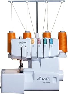 Serger, 1034D, Heavy-Duty Metal Frame Overlock Machine, 1,300 Stitches Per Minute, Removeable Trim Trap, 3 Included Accessory Feet, White