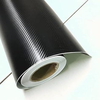 3D Carbon Fiber Film Twill Weave Vinyl Sheet Roll Wrap (84" X 60", Black)