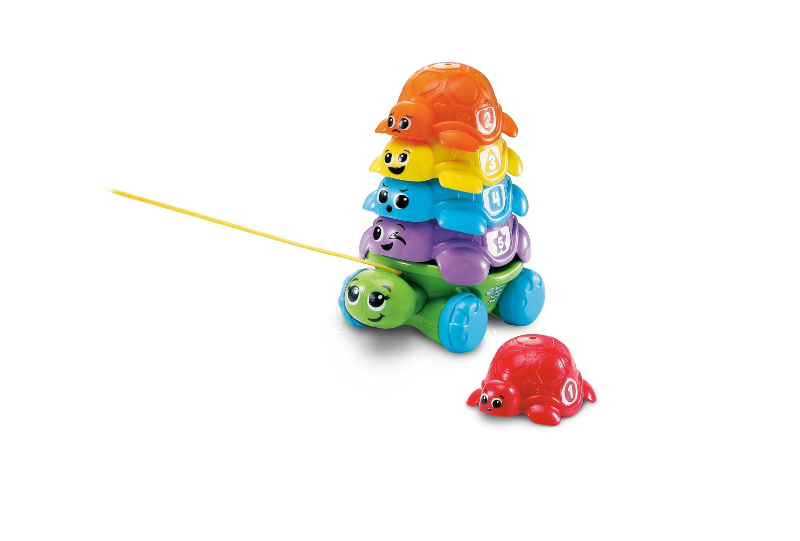 Nest & Count Turtle Tower, Pull Along, Stacking Toy, Teaches Colours, Shapes & Numbers, Includes 5 Turtle Shells, Sensory Baby Toy for 12, 18, 24 Months +, English Version