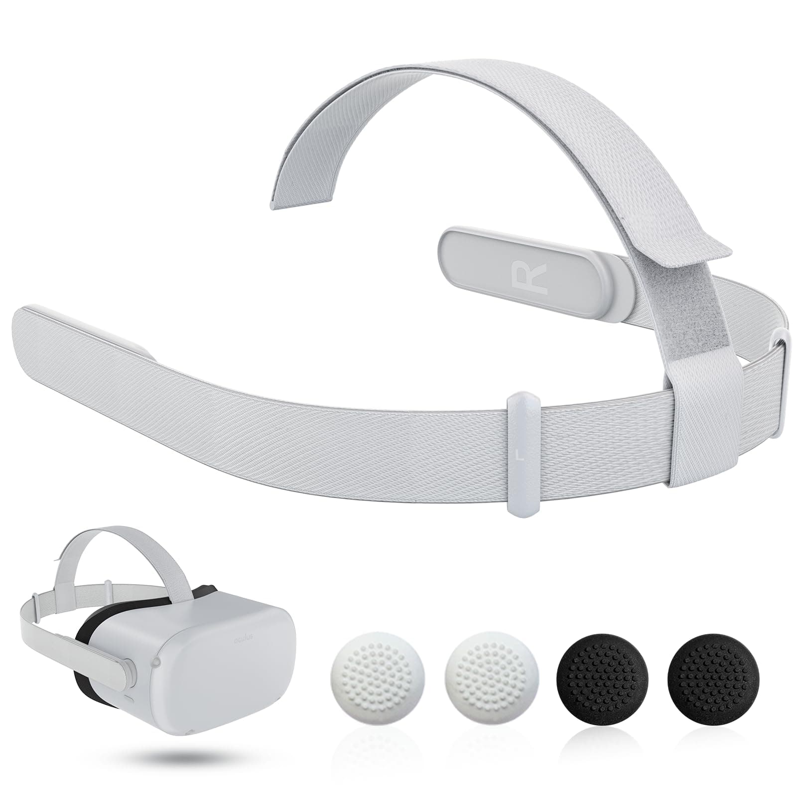 Head Strap for Oculus Quest 2 Headset, Original Replacement Head Strap Compatible with Meta Quest 2 Headstrap with 4 Pcs Controller Thumb Grip Caps
