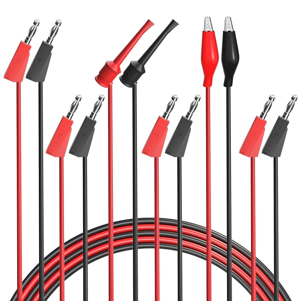3 Pairs Multimeter Test Leads Set 4mm Stackable Banana Plug to Alligator Clips Mini Test Hook Clips Stackable Banana Plug Cables Copper Electrical Wire