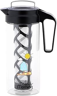 Cold Brew Coffee Maker, Coffee Brewer for Ice Coffee and Ice Tea, Durable Borosilicate Glass Pitcher, Removable Mesh Filter, 44 oz (1300 ml/ 1.37 Quart)