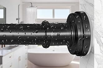 Black Shower Curtain Rod 36-68 Inch(3-5.6ft) Never Rust No Drilling Spring Tension Shower Rod, Adjustable Curtain Rod for Bathroom Window Closet
