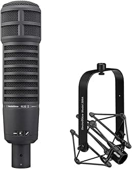 RE20 Broadcast Announcer Microphone (Black) Bundle 309A Mic Shockmount