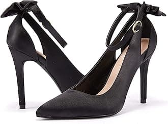 Women's Pointed Toe High Heels Ankle Strap D'Orsay Pumps Shoes Bow Wedding Bowtie Back Dress Sandals