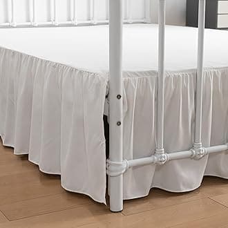 Bed Skirt, King Size Ruffled Bed Skirts with Split Corners, 22 Inch Drop Dust Ruffle Bed Skirt with Platform, Ivory, King - 22" Drop