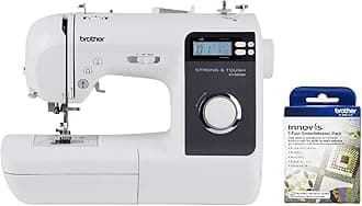 Brother ST150HDH Strong & Tough Sewing Machine, 50 Built-in Stitches, LCD Display, 9 Feet and SA5FTPKG 5 Foot Embellishment Pack Included