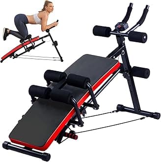 Ab Machine,Ab Workout Equipment For Home,Sit Up Push Up Workout Bench,Fitness Strength Training Equipment,Foldable Abdomen Exercise Machine With Resistance Bands,550lbs Capacity