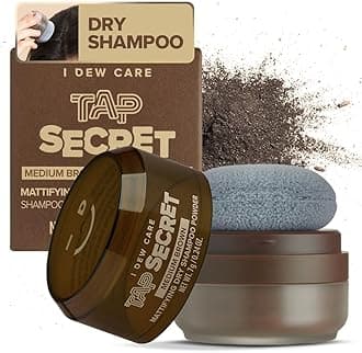 I DEW CARE Biotin Clarifying Dry Shampoo - Tap Secret Medium Brown | Strengthening & Volumizing, Powder Type, Refillable, Travel size, Non-aerosol, Brunette, Korean Ginseng, 0.25 Oz