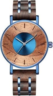 Wooden Watch for Men Women, Stylish Chronograph Military Casual Calendar Wood Watches