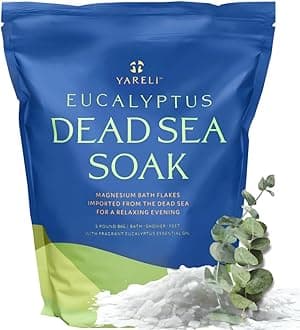Yareli Magnesium Flakes, 5lb Eucalyptus, Dead Sea Bath and Foot Soak, Alternative to Epsom Salt with Over 250,000mg of Magnesium Chloride Per Bag