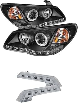 LED Halo Headlights for Hyundai Elantra 07-10 - Black/Clear Lens