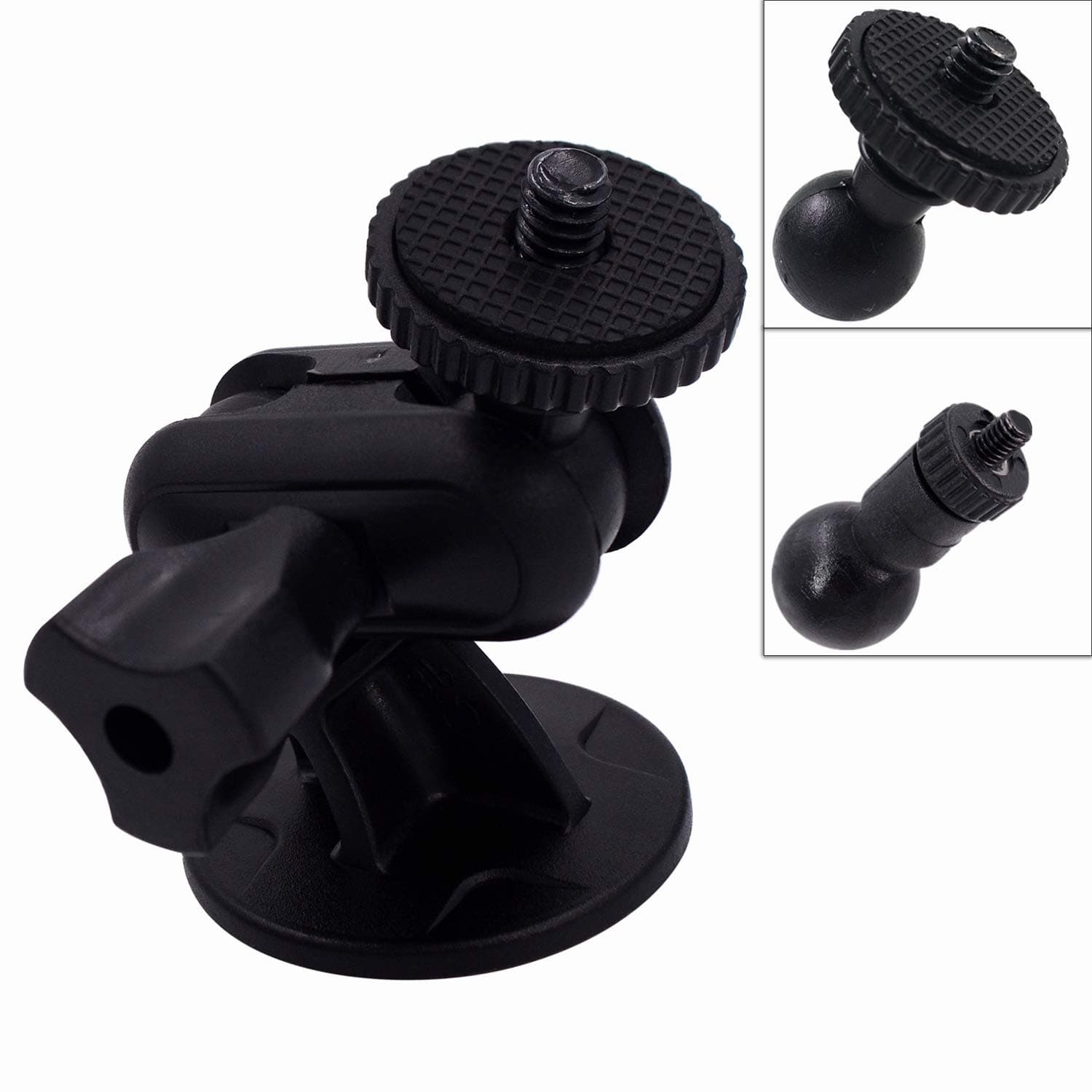 CH01C 1/4" Thread Camera Mount Holder Mini Adhesive 16mm Base - Dash Cam Permanent Tripod Windshield/Dashboard Mount Holder Fit Sony/Ricoh/HP/GoPro/Oculus(M4 M6 Screw Join Ball Included)