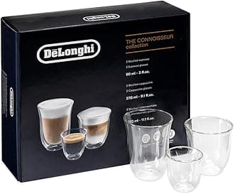 DeLonghi Coffee Connoisseur Glasses (set of 6): 2 Espresso, 2 Cappuccino, 2 Latte Macchiato