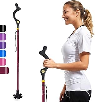 Honmido Walking Cane Foldable for Men & Women Seniors for Balance,Self Standing Folding Cane,Height Adjustable Anti-Slip Lightweight Alloy Walking Stick Collapsable for Travel Mobility Aid