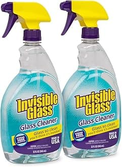 Invisible Glass 92194-2PK Premium Glass and Window Cleaner Spray – Cleans Glass, Windows, Mirrors, Shower Doors, and More – Streak-Free, Ammonia-Free, Tint-Safe – 32 fl oz (Pack of 2)