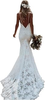 Beach Mermaid Wedding Dresses for Bride 2025 Lace Appliques Tulle Bride Dress He1006