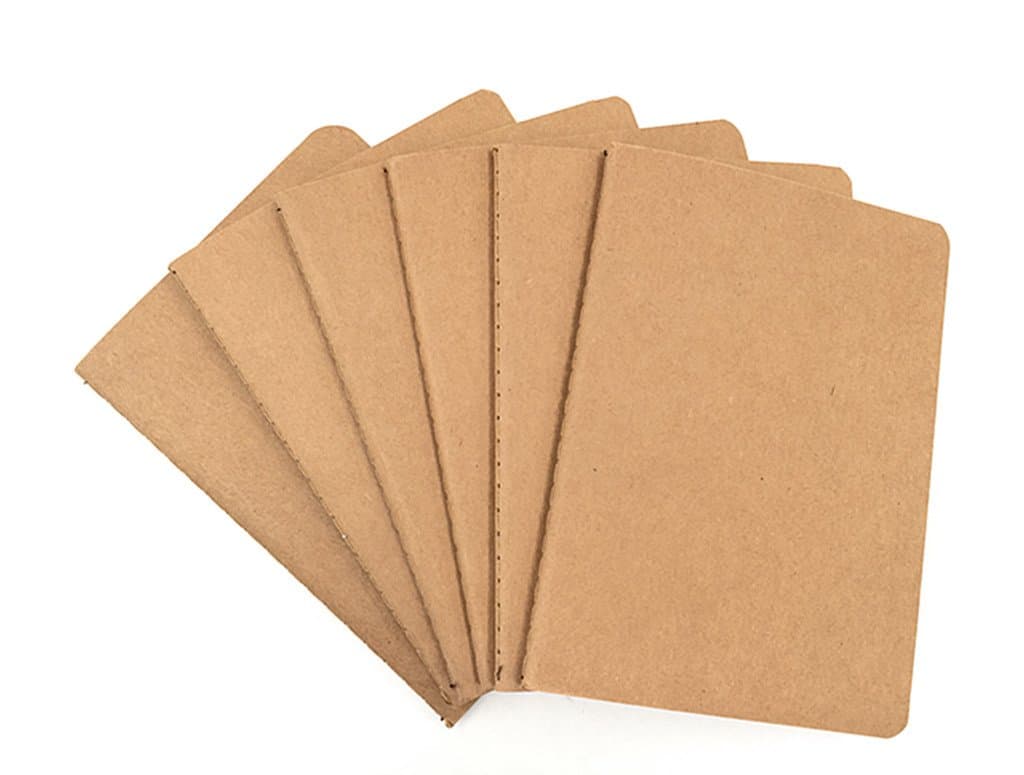 ALIMITOPIA Pocket Notebook 6 pack Brown Softcover Thread-bound Small Notebook Journal Diary Memo NotePad,A6 Size(4"X5.5"),30 sheets(Ruled Pages)