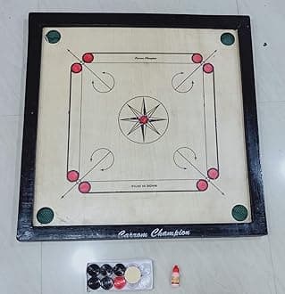Classic Carrom Board 26" x 26 Set With Coins, Striker And Powder, Carrom Board, Family Game, Age 6+