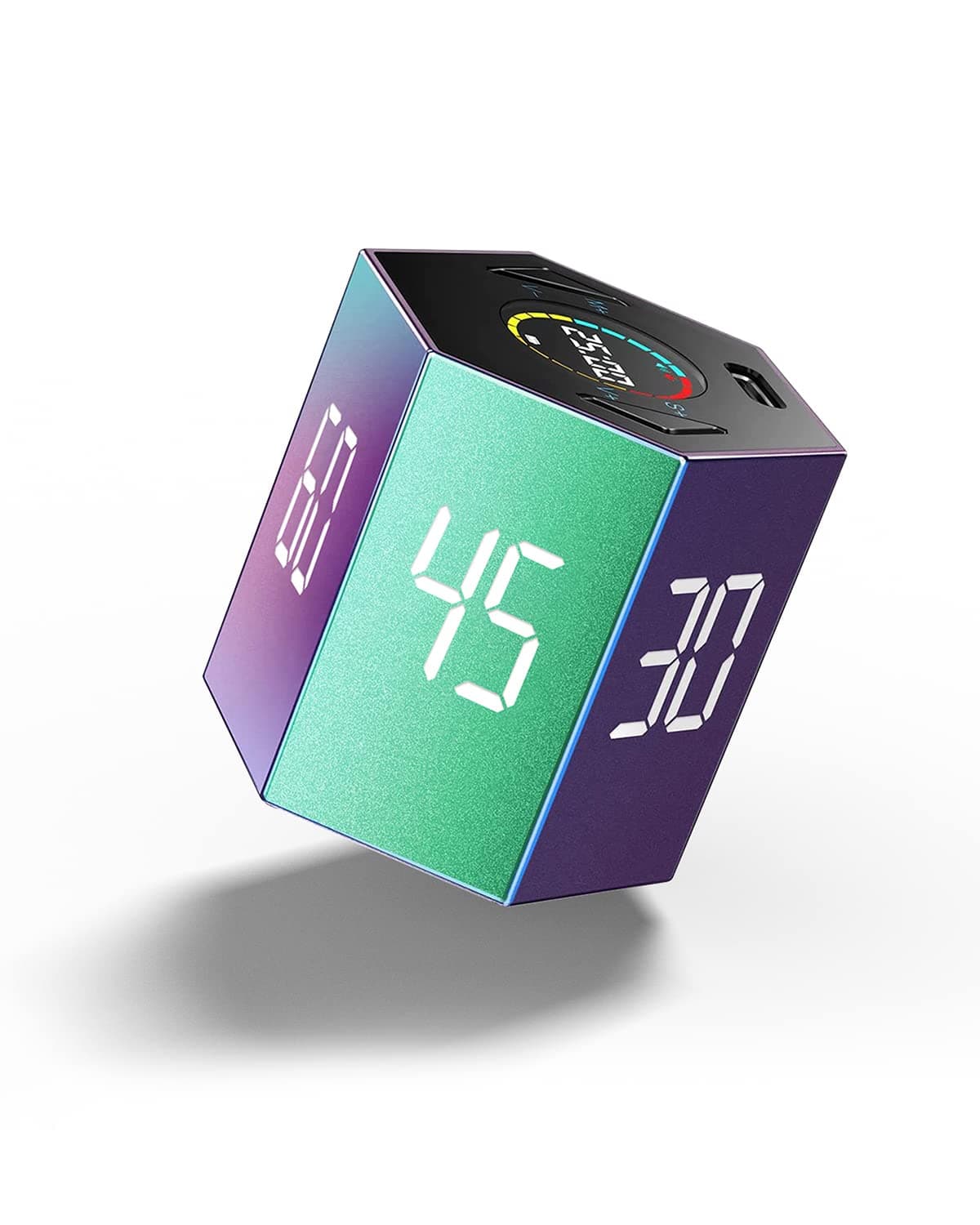 TickTime Pomodoro Timer Clock, Productivity Cube, ADHD Timer, Pause & Resume, Silent, Vibrate & Adjustable Alert, for Work & Study, 5, 15, 25, 30, 45, 60min & Custom Countdown, Purple