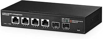 Binardat 6 Port 10 Gigabit Managed Switch, 4x10G RJ45 Ethernet,Support 1G/2.5G/5G/10G, 2x10G SFP+, 120Gbps Bandwidth, L3 Web Managed, Metal Small Network Switch