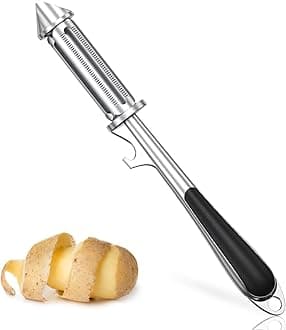 Alyvisun Universal Potato Peeler for Kitchen, 3 in 1 Peeler/Julienne Slicer/Bottle Opener, Sharp Vegetable and Fruit Peeler with Swivel Blade and Ergonomic Handle, Zinc Alloy