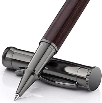 WEMATE Wooden Ball Pen Set, Extra 2 Ink Cartridges (1 Black & 1 Blue), Fancy Writing Pen Cute Luxury Office Gift for Men,