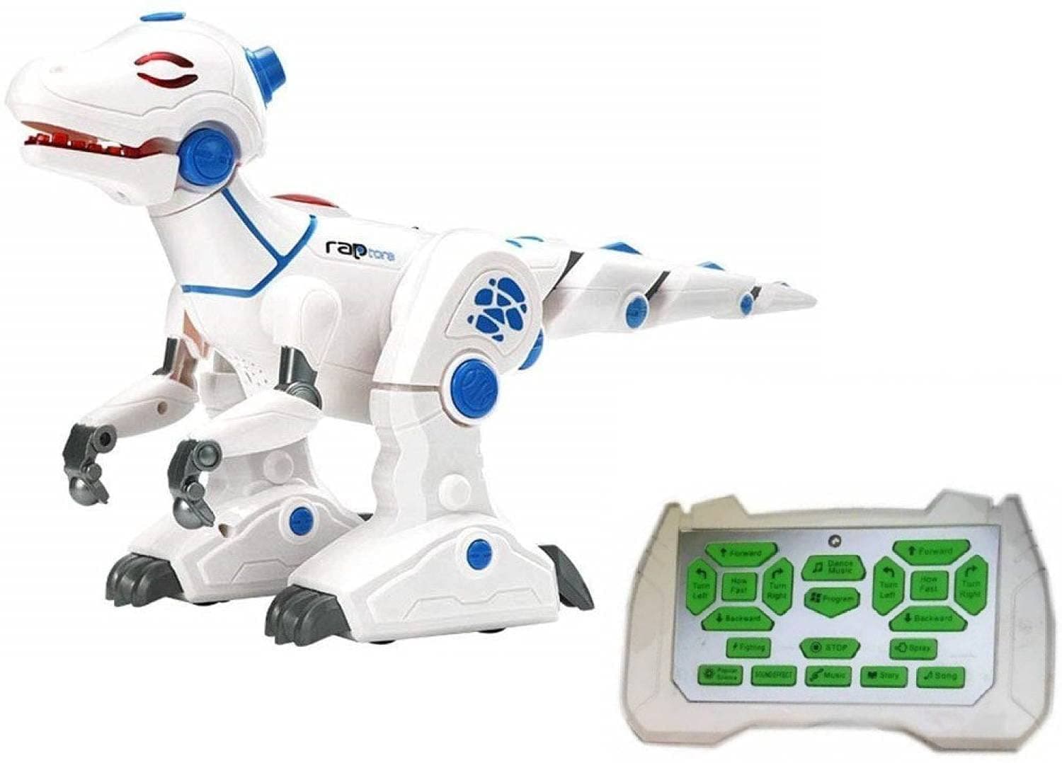 Garala Remote Control RC Robot Dinosaurs Raptors Interactive RC Programming dinobot Toy Walking, Sliding, Sprays Mist Light & Sound Robot for Kids., Multicolor