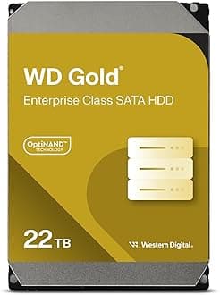 Western Digital 22TB WD Gold Enterprise Class SATA Internal Hard Drive HDD - 7200 RPM, SATA 6 Gb/s, 512 MB Cache, 3.5" - WD221KRYZ
