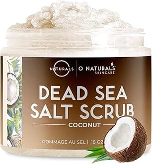 O Naturals Coconut Dead Sea Salt Body Scrub – Natural Body Exfoliator Scrub, Skin Exfoliating Products for Body & Feet, Foot Exfoliator Scrub, Hydrating Body Scrub