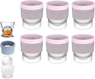 – Chiclify Ice Ball Maker Mold, Slow Melting Round Ice Cube Molds with Lids, Reusable Silicone Sphere Ice Mold Maker for Bourbon Whiskey, Cocktails, Easy To Demould and Clean (Pink,6PS)