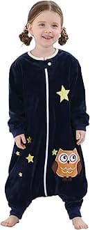 MICHLEY Baby Sleeping Bag Sack Long Sleeve with Feet Winter Swaddle Wearable Blanket for Boys Girls,Owl,1-3Years