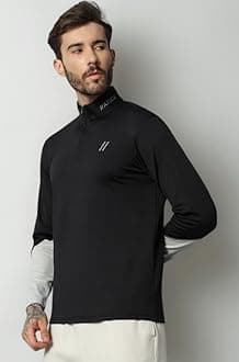 ATICX Polyester Full Sleeve Compression High Turtle Neck Sports Jersey T Shirt for Men - Quick Dry Fit Gym Workout Top for Running, Swimming, Training, Cycling, Football, Badminton