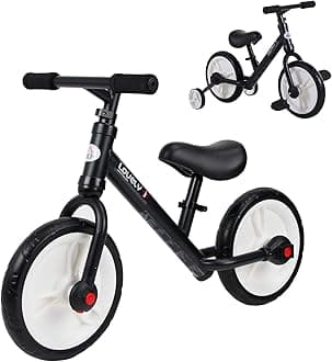 – HOMCOM 11 Inch Kids Balance Bike Training Pedal Bicycle W/Removable Stabilizers EVA Tyres Adjustable Seat Height 2 to 5 Years Gift for Boys Girls Black