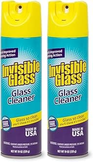 Invisible Glass 91160-2PK Premium Aerosol Glass and Window Foaming Cleaner Spray – Cleans Glass, Windows, Mirrors, Shower Doors, and More – Streak-Free, Ammonia-Free, Tint-Safe – 19 oz (Pack of 2)