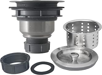 Sink Strainer Kitchen Sink Drain Assembly Kit 3-1/2 Inch with Kitchen Sink Drain Basket,304 Stainless Steel Sink Stopper & Cover Lid，Stainless Steel Brushed