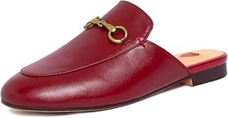 Vertundy Women's Mules Low Heel Flats Leather Slip On Backless Sandals for Girls Lady Work Slides