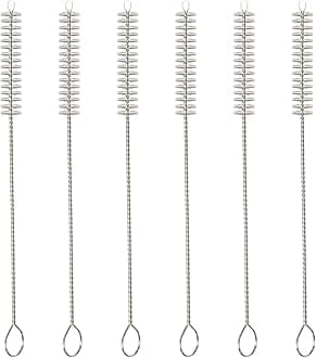 Straw Cleaner Brush Set, 6-Piece Set of Long Cleaning Brushes for Tumbler, Water Bottle, Sippy Cups, Pipes, Tubes, Stainless Steel Drinking Straws, Glass Silicone Metal Straws or Hummingbird Feeders